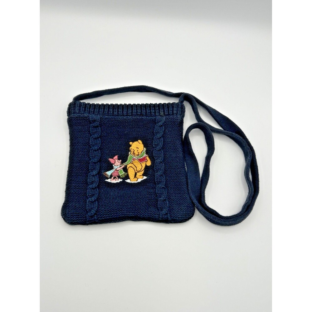 VTG The Disney Store Winnie the Pooh Mini Cable Knit Crossbody Purse Embroidered